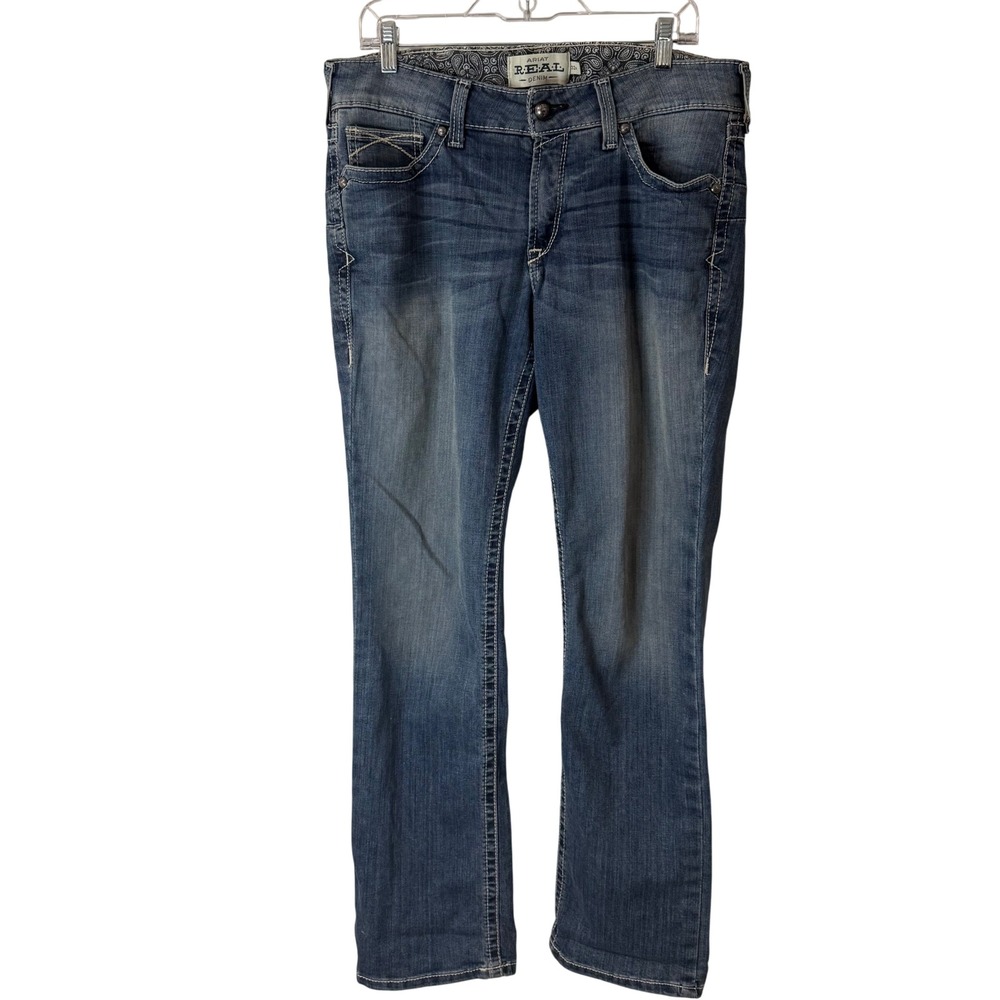Ariat Womens Icon Straight Jeans 32R Blue REAL Rainstorm Western Ranch Stretch